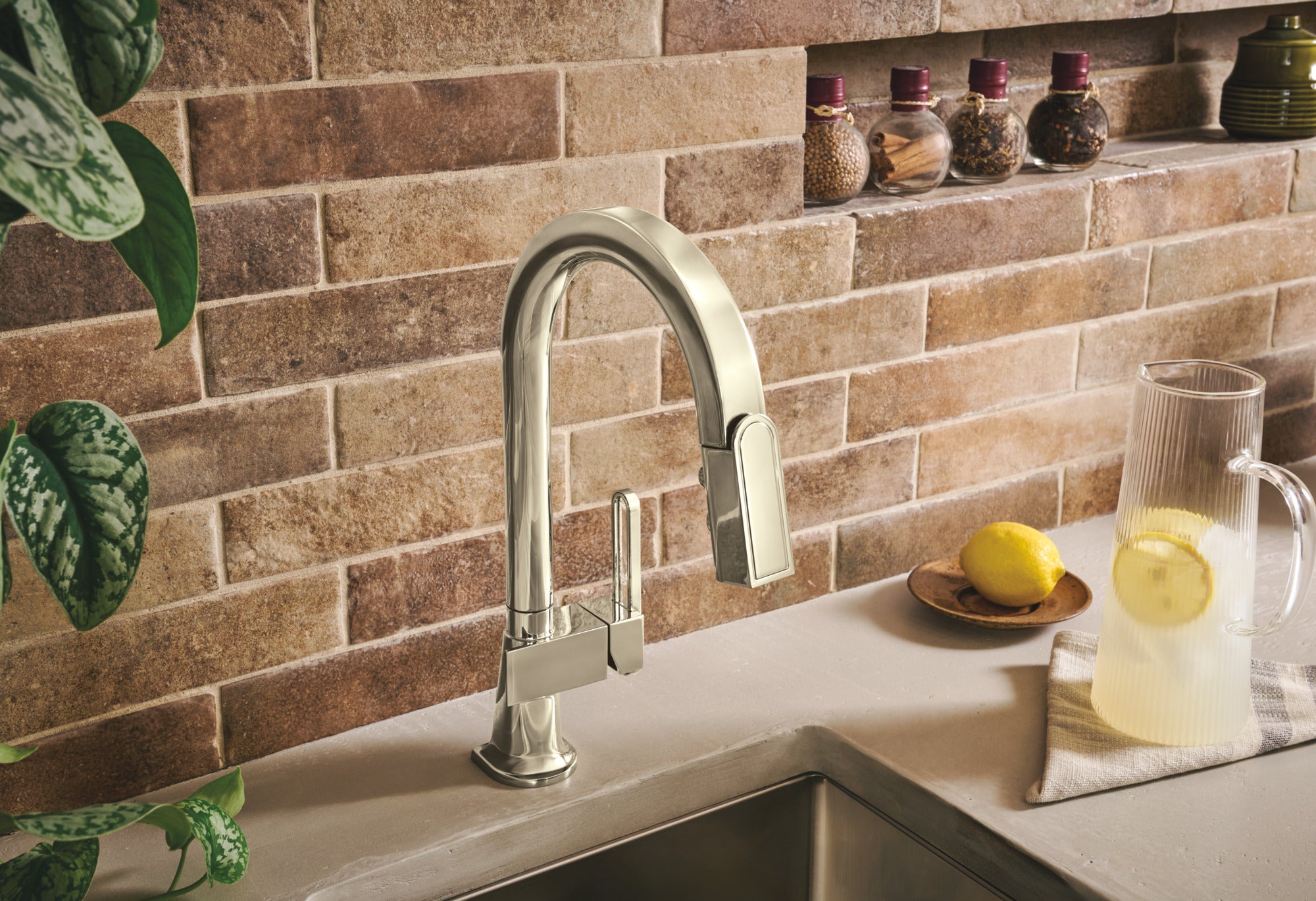 Brizo Frank Lloyd Wright® Pull-Down Prep Faucet with Arc Spout - Less Handle