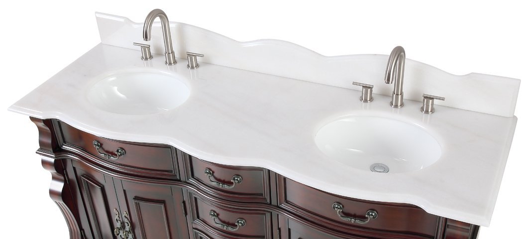 Chans Furniture GD-4438SB-64 64" Traditional Style Cherry Wood Hopkinton Double Sink Bathroom Vanity