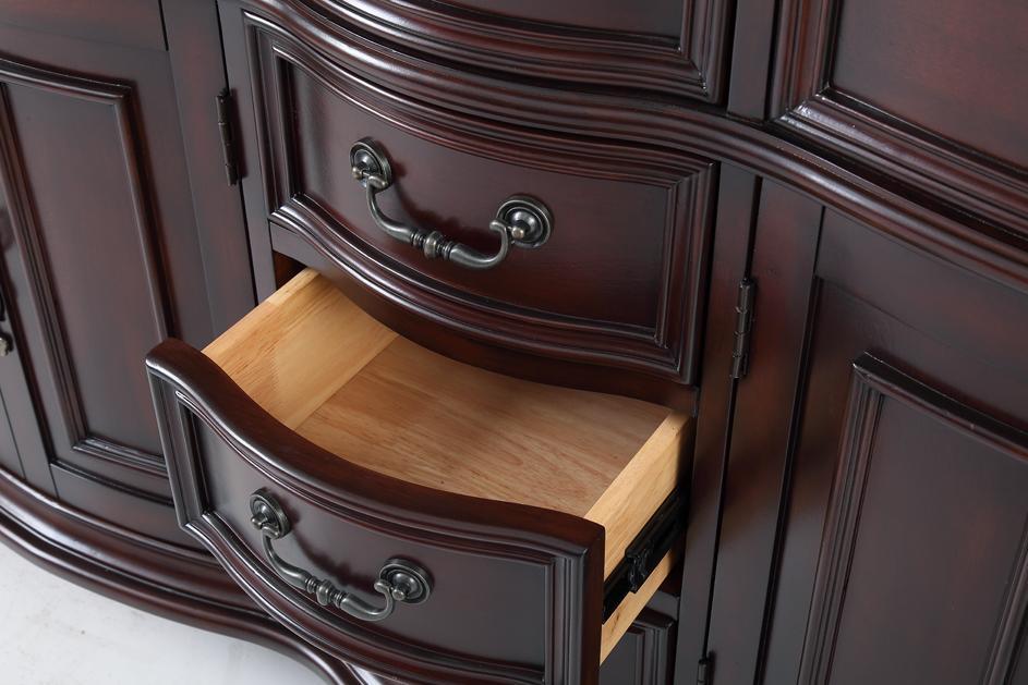 Chans Furniture GD-4438SB-64 64" Traditional Style Cherry Wood Hopkinton Double Sink Bathroom Vanity