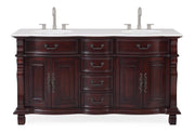 Chans Furniture GD-4438W-64 64" Traditional Style Cherry Wood Hopkinton Double Sink Bathroom Vanity