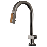 Brizo Frank Lloyd Wright® SmartTouch® Pull-Down Kitchen Faucet with Arc Spout and Wood Wand - Less Handle