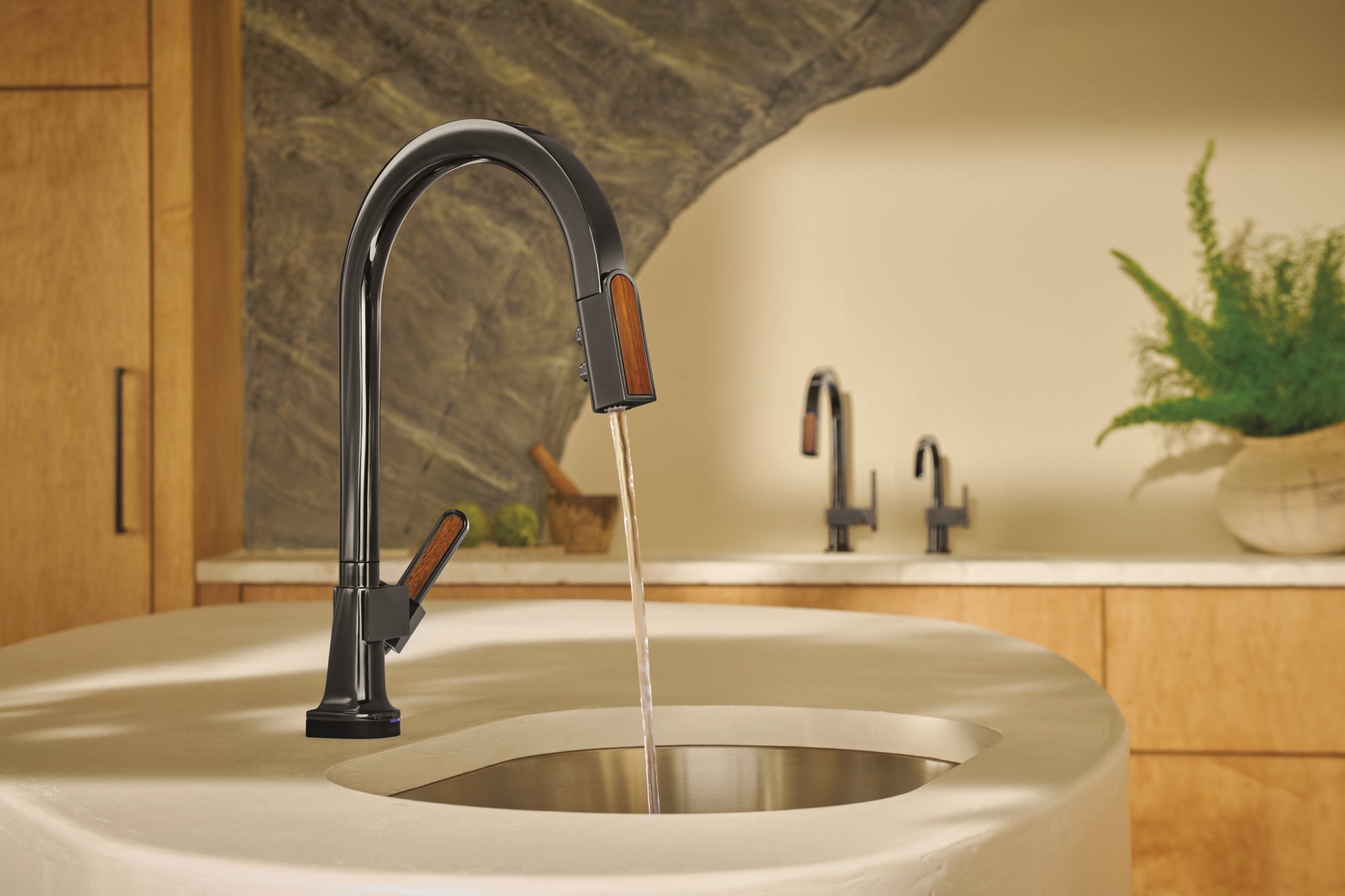 Brizo Frank Lloyd Wright® Pull-Down Prep Faucet with Arc Spout and Wood Wand - Less Handle