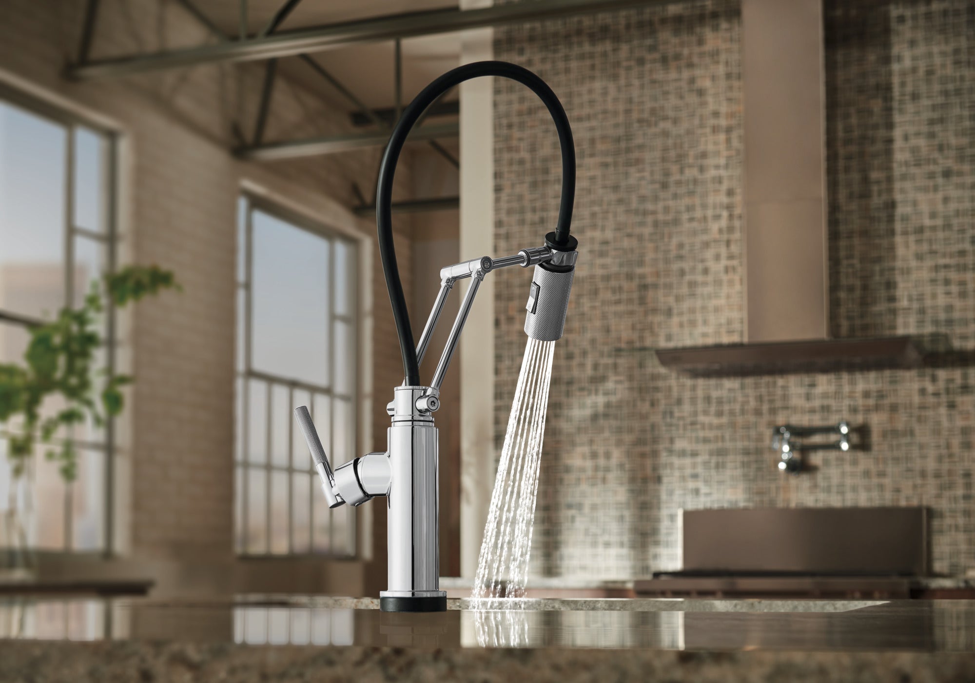 Brizo Litze® SmartTouch® Articulating Kitchen Faucet with Knurled Handle