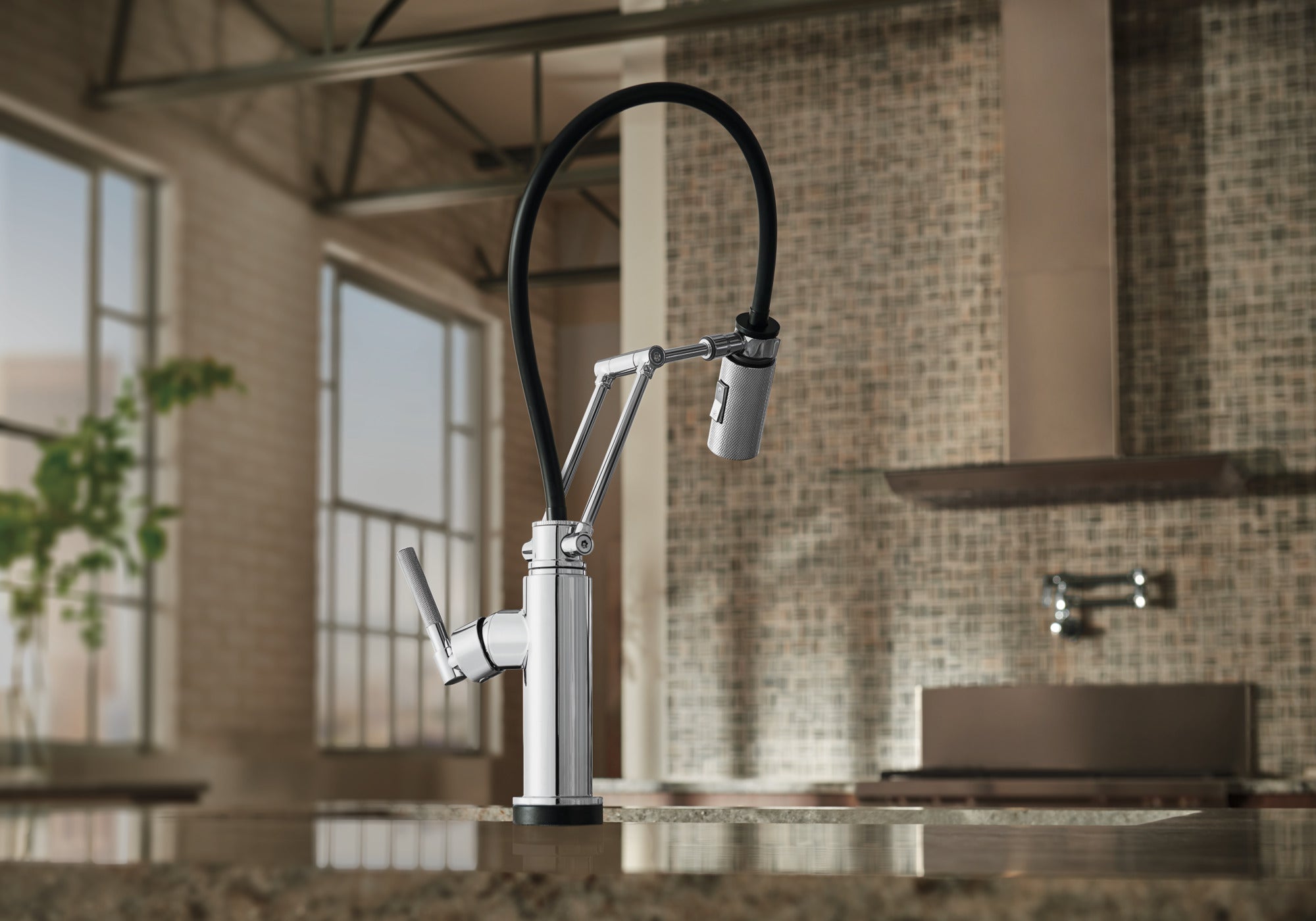 Brizo Litze® SmartTouch® Articulating Kitchen Faucet with Knurled Handle