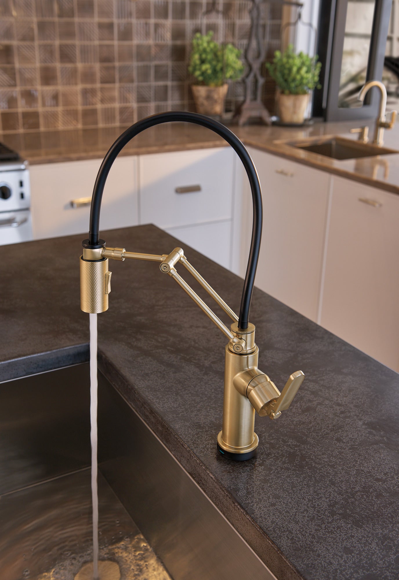 Brizo Litze® SmartTouch® Articulating Kitchen Faucet with Industrial Handle