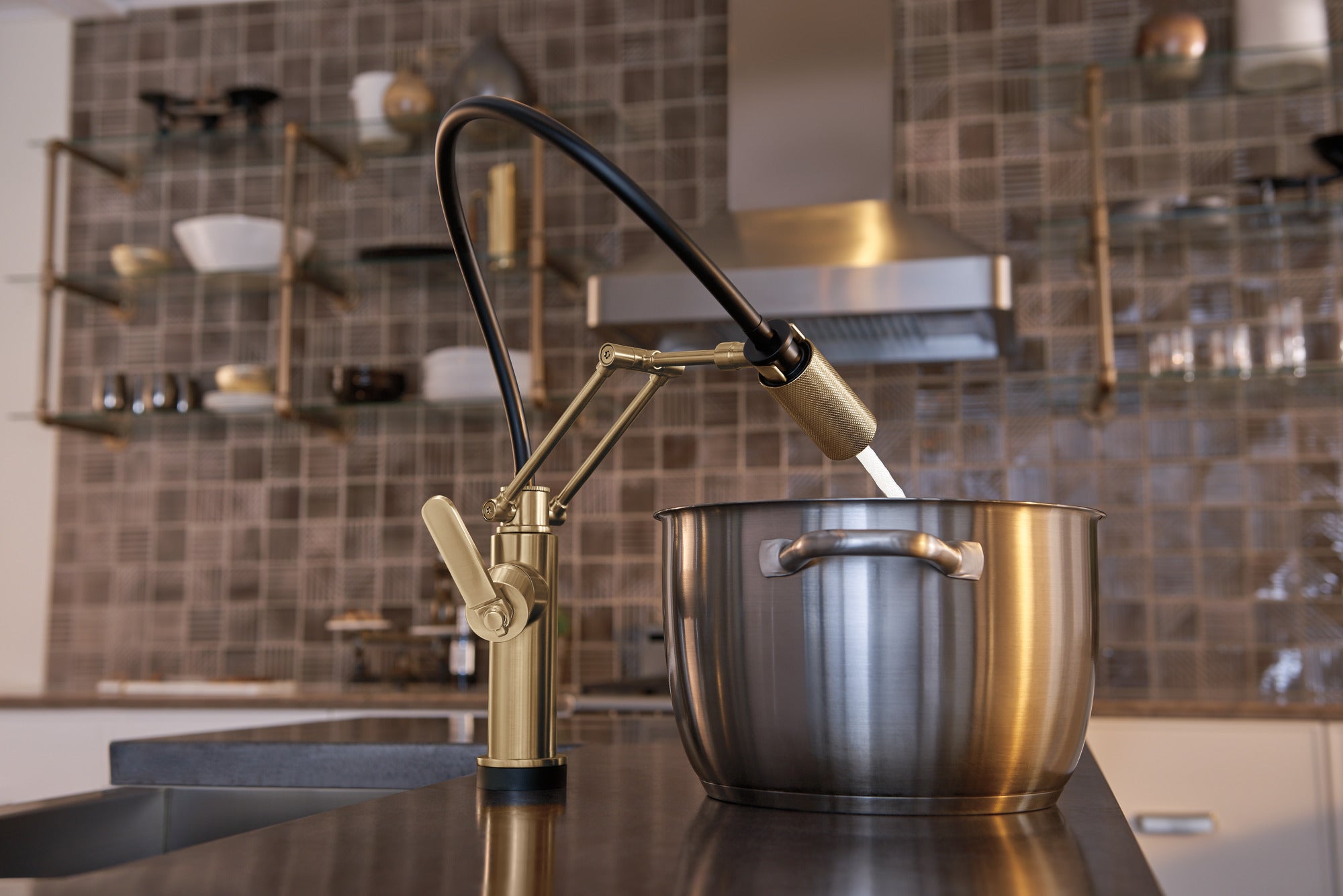 Brizo Litze® SmartTouch® Articulating Kitchen Faucet with Industrial Handle