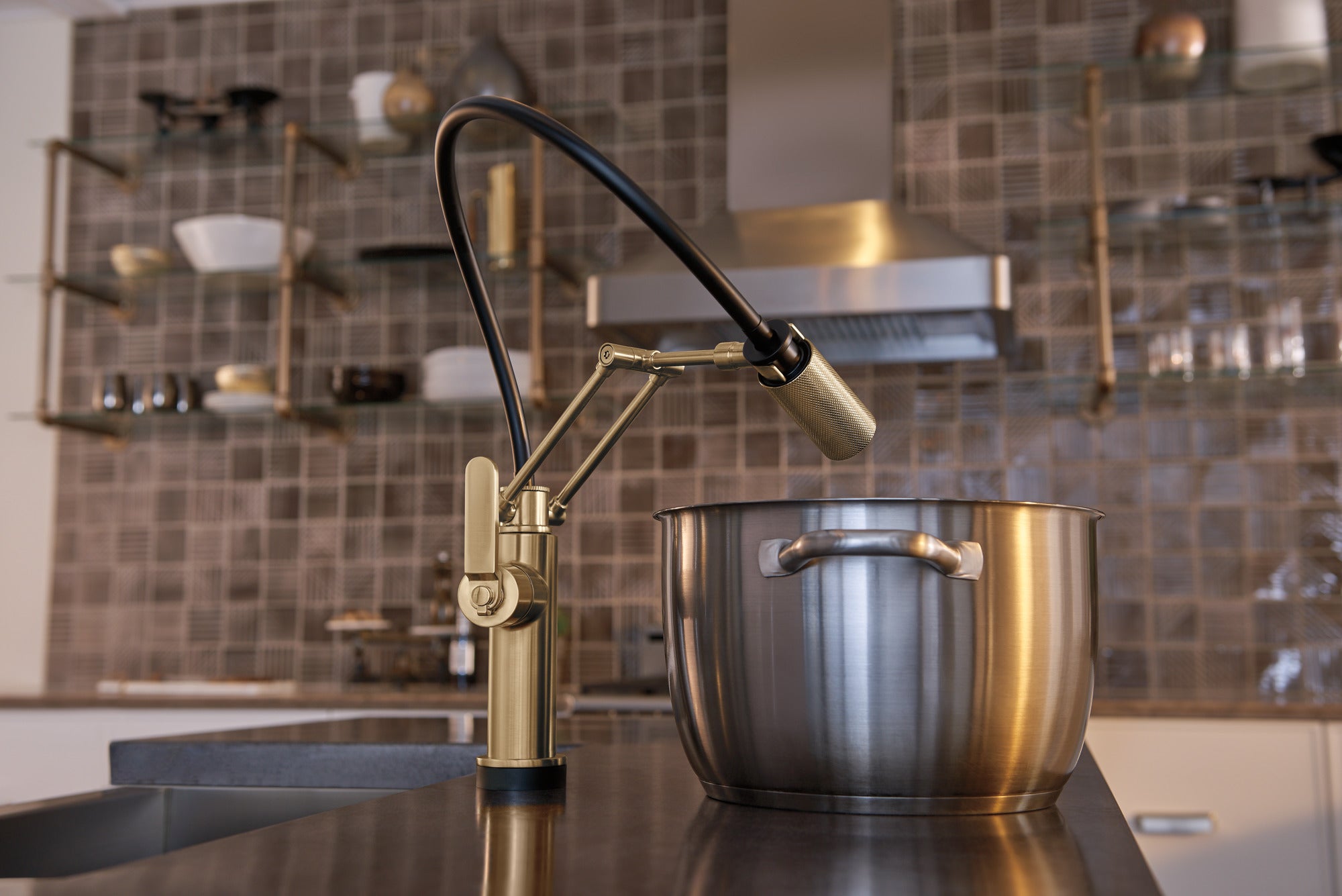 Brizo Litze® SmartTouch® Articulating Kitchen Faucet with Industrial Handle