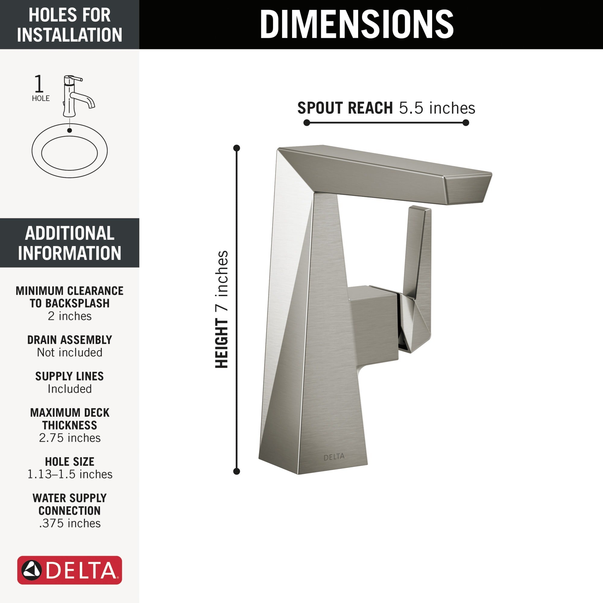 Delta Trillian™ Single Handle Mid-Height Bathroom Faucet