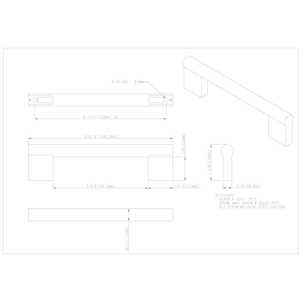 Hardware Resources 96 mm Center-to-Center Satin Nickel Knox Cabinet Bar Pull