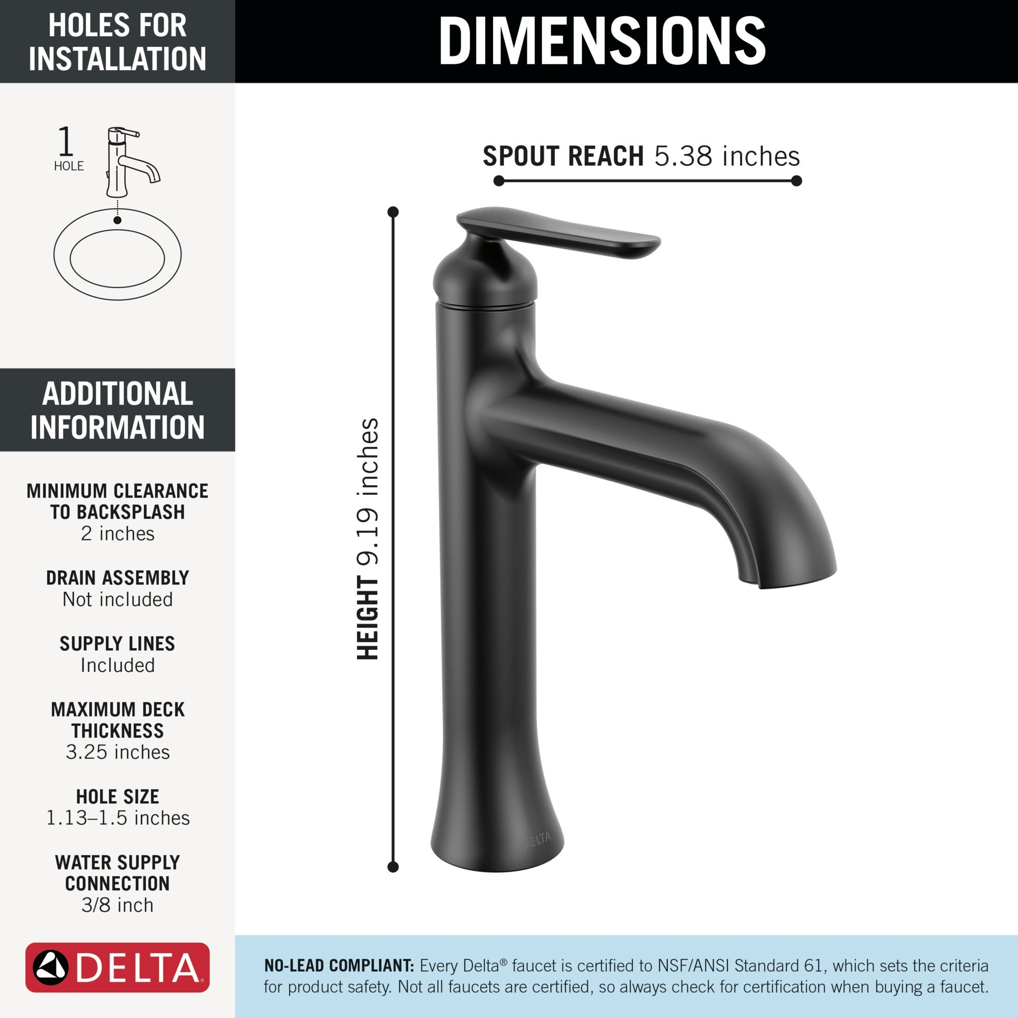 Delta Bonacci™ Single Handle Mid-Height Bathroom Faucet