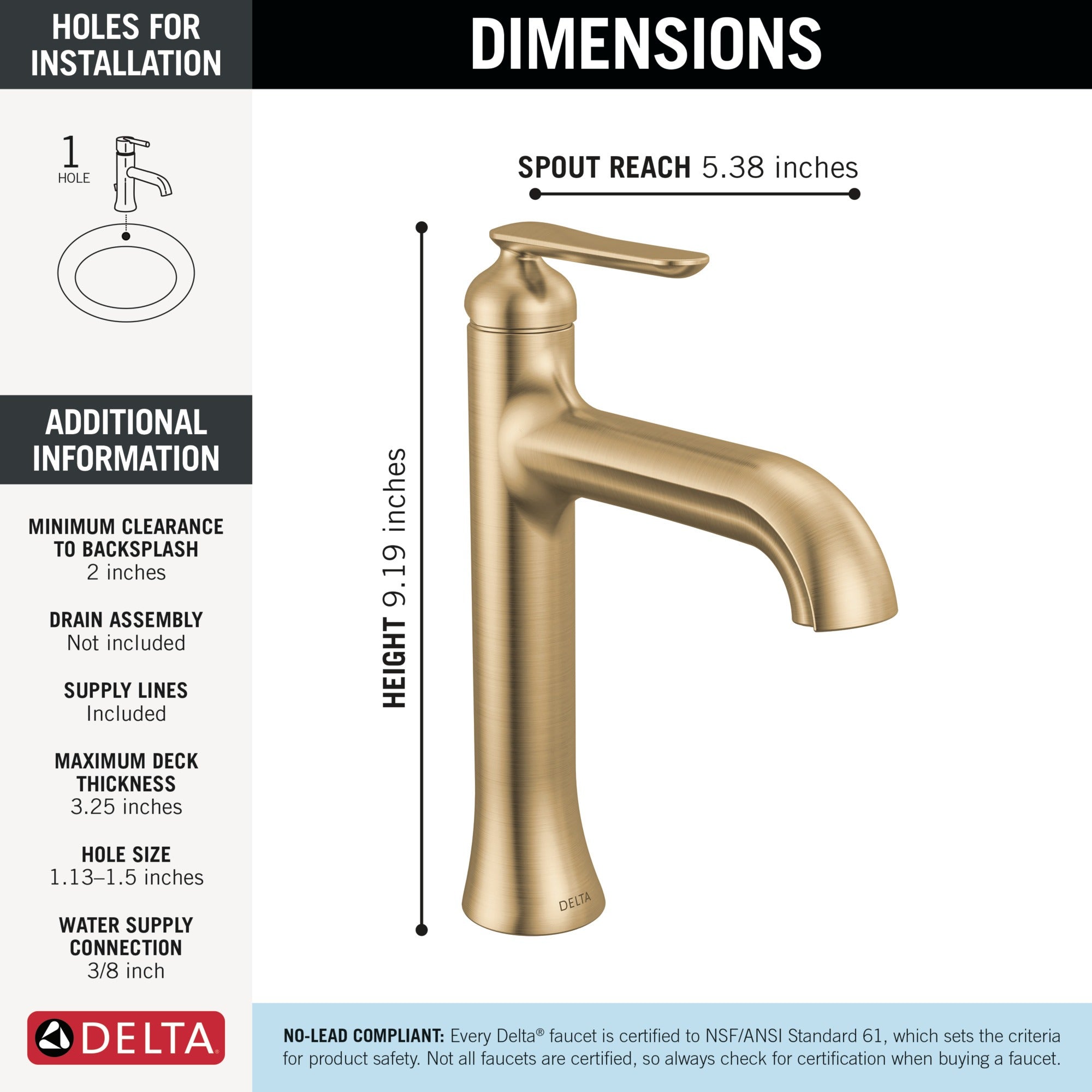 Delta Bonacci™ Single Handle Mid-Height Bathroom Faucet