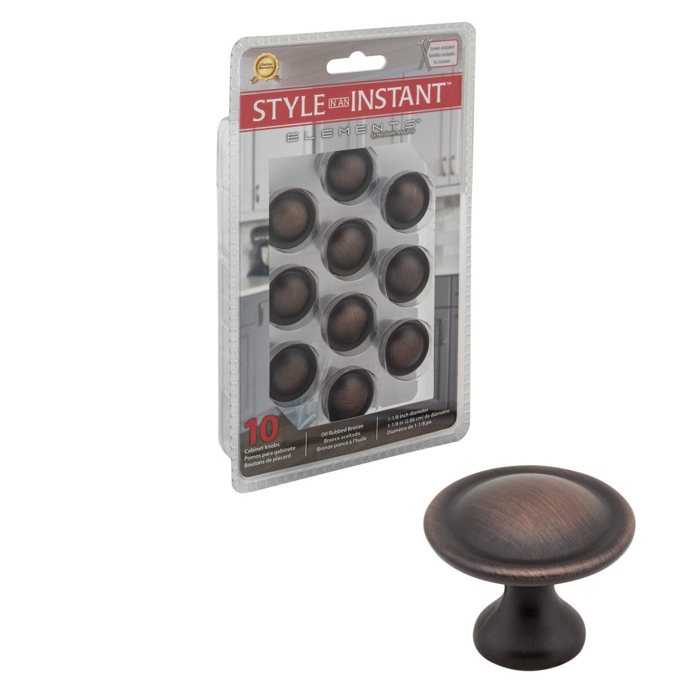 Hardware Resources 1-1/8" Diameter Satin Nickel Button Watervale Cabinet Mushroom Knob