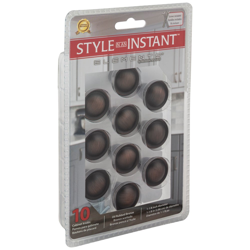 Hardware Resources 1-1/8" Diameter Satin Nickel Button Watervale Cabinet Mushroom Knob