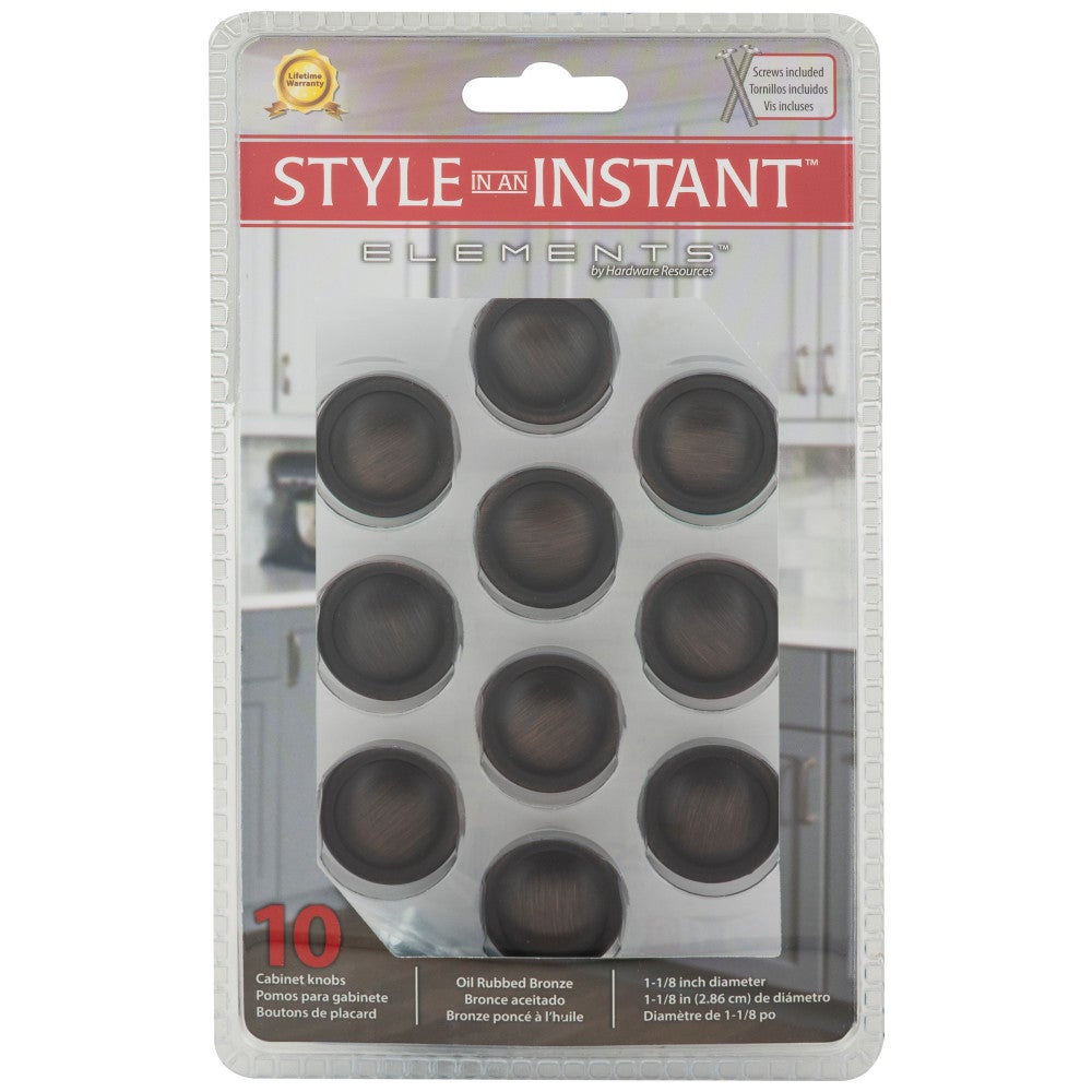 Hardware Resources 1-1/8" Diameter Satin Nickel Button Watervale Cabinet Mushroom Knob