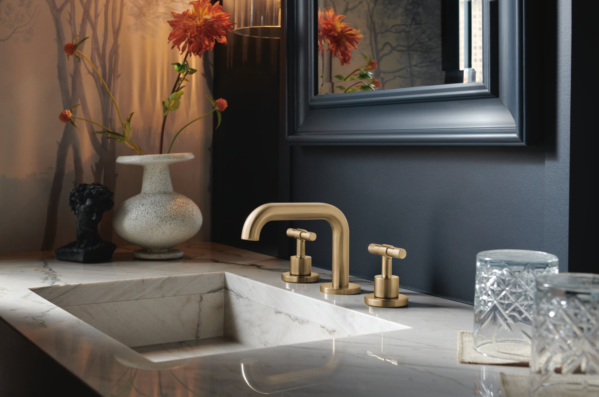 Brizo Litze® Widespread Lavatory Faucet with Low Spout - Less Handles 1.5 GPM