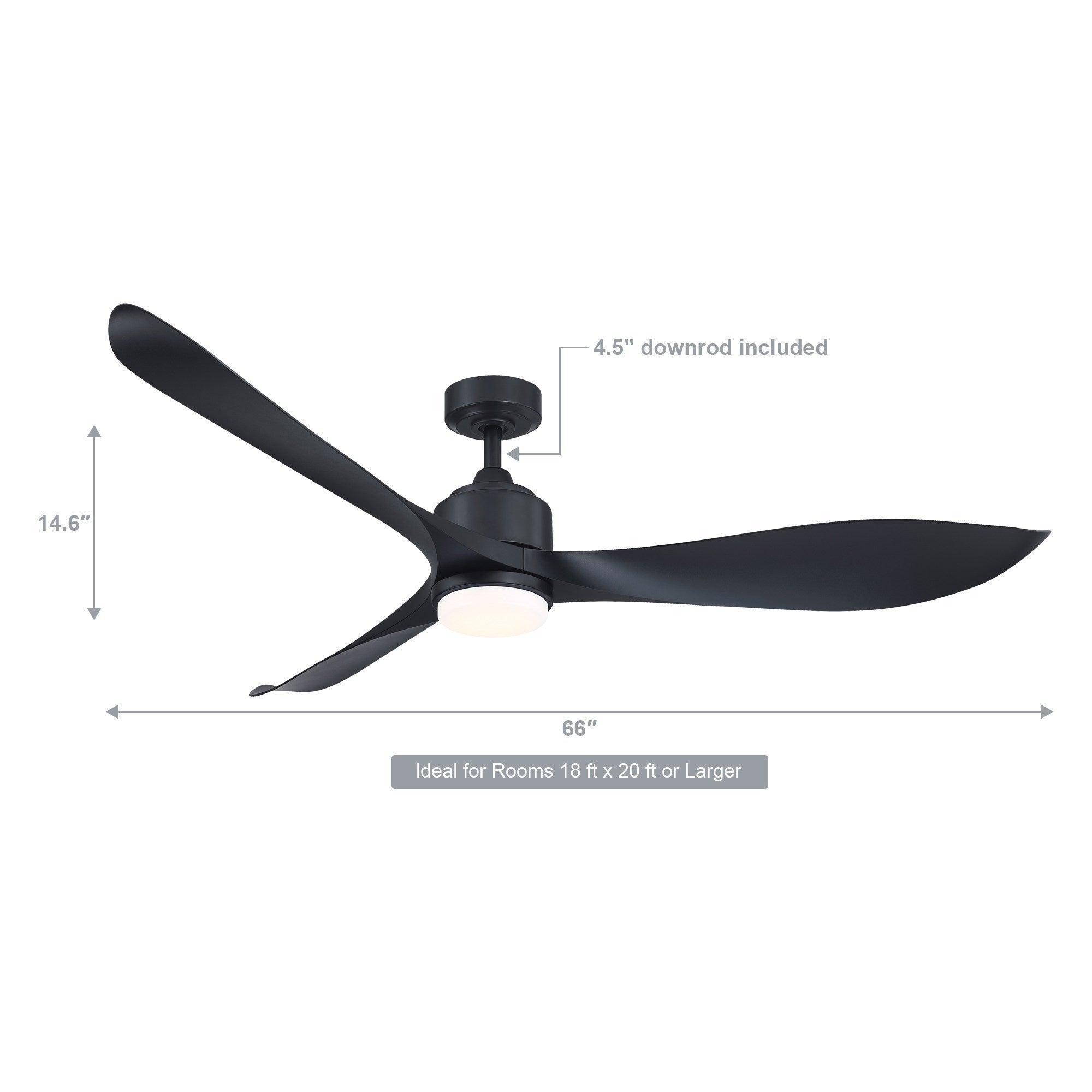 66'' Misael Propeller Integrated Led Indoor Modern Black Ceiling Fan With Remote And Light Kit Included