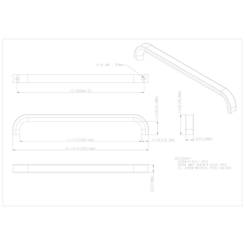 Hardware Resources 3" Center-to-Center Satin Nickel Rae Cabinet Pull