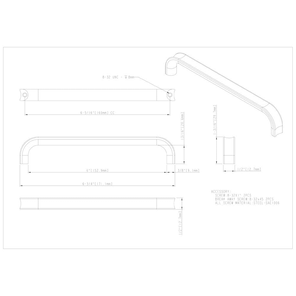 Hardware Resources 3" Center-to-Center Satin Nickel Rae Cabinet Pull