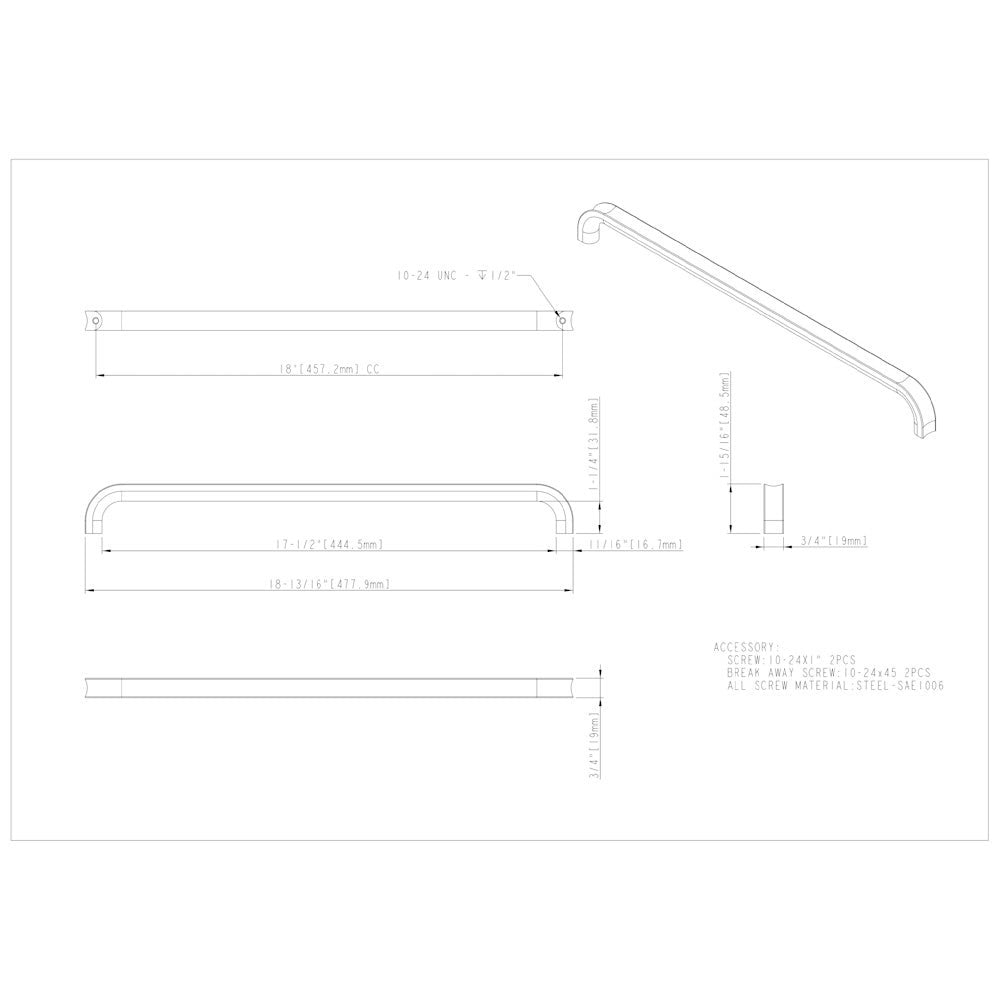 Hardware Resources 3" Center-to-Center Satin Nickel Rae Cabinet Pull
