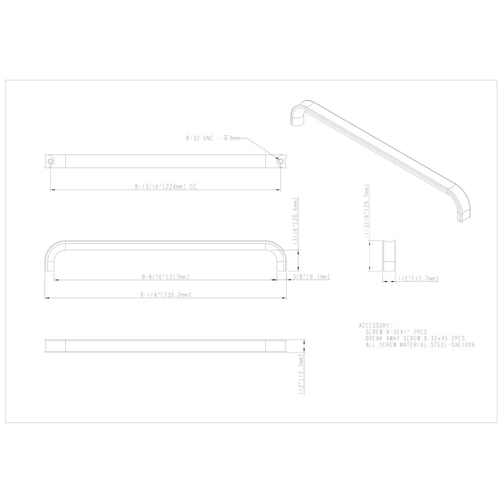 Hardware Resources 3" Center-to-Center Satin Nickel Rae Cabinet Pull