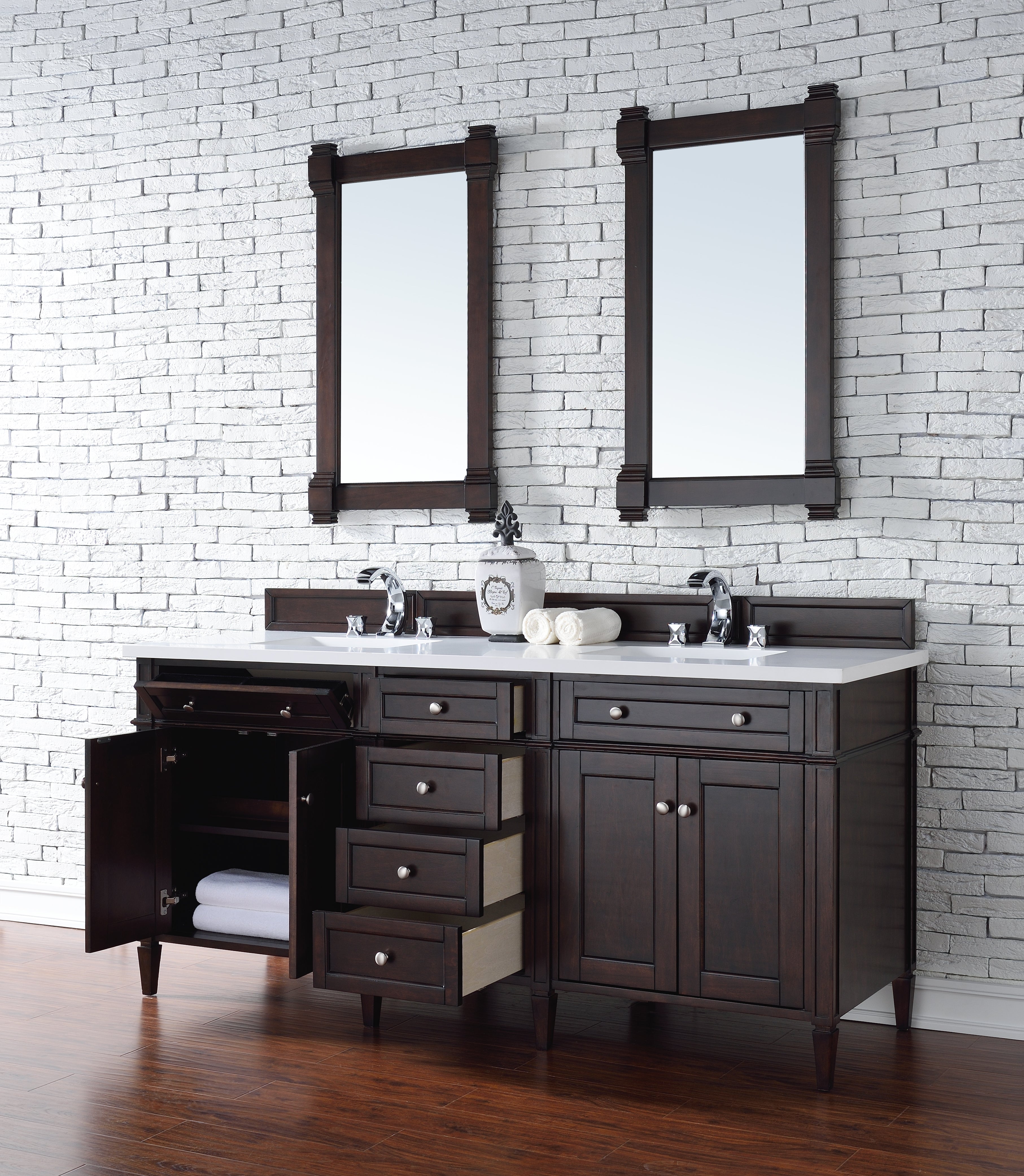 James Martin Brittany 72" Double Vanity in Burnished Mahogany with 3cm Countertop