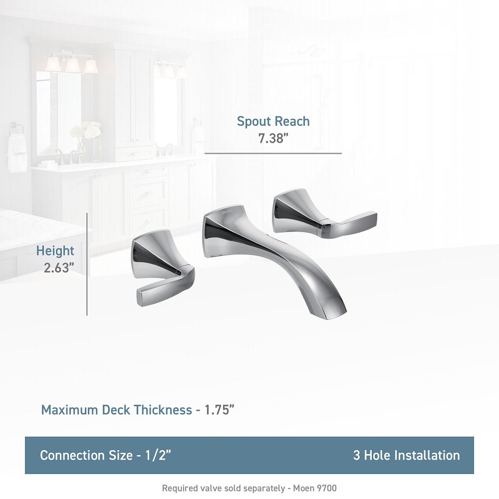 Voss Two-Handle Wall Mount Bathroom Faucet