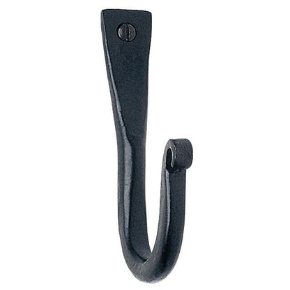BESLAGSBODEN - Rustic Single Hook in Black Wrought Iron, Pair, Height 60 mm