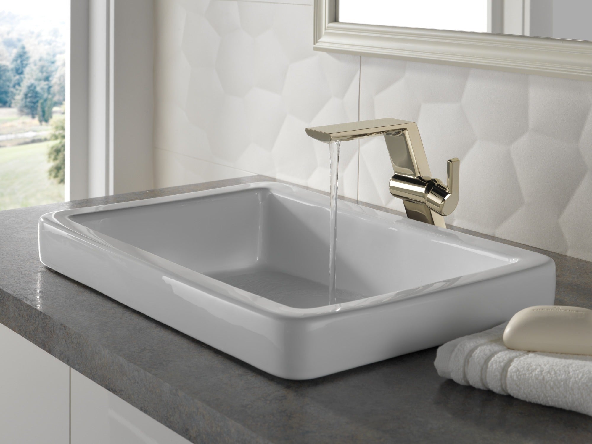 Delta Pivotal® Single Handle Mid-Height Vessel Bathroom Faucet