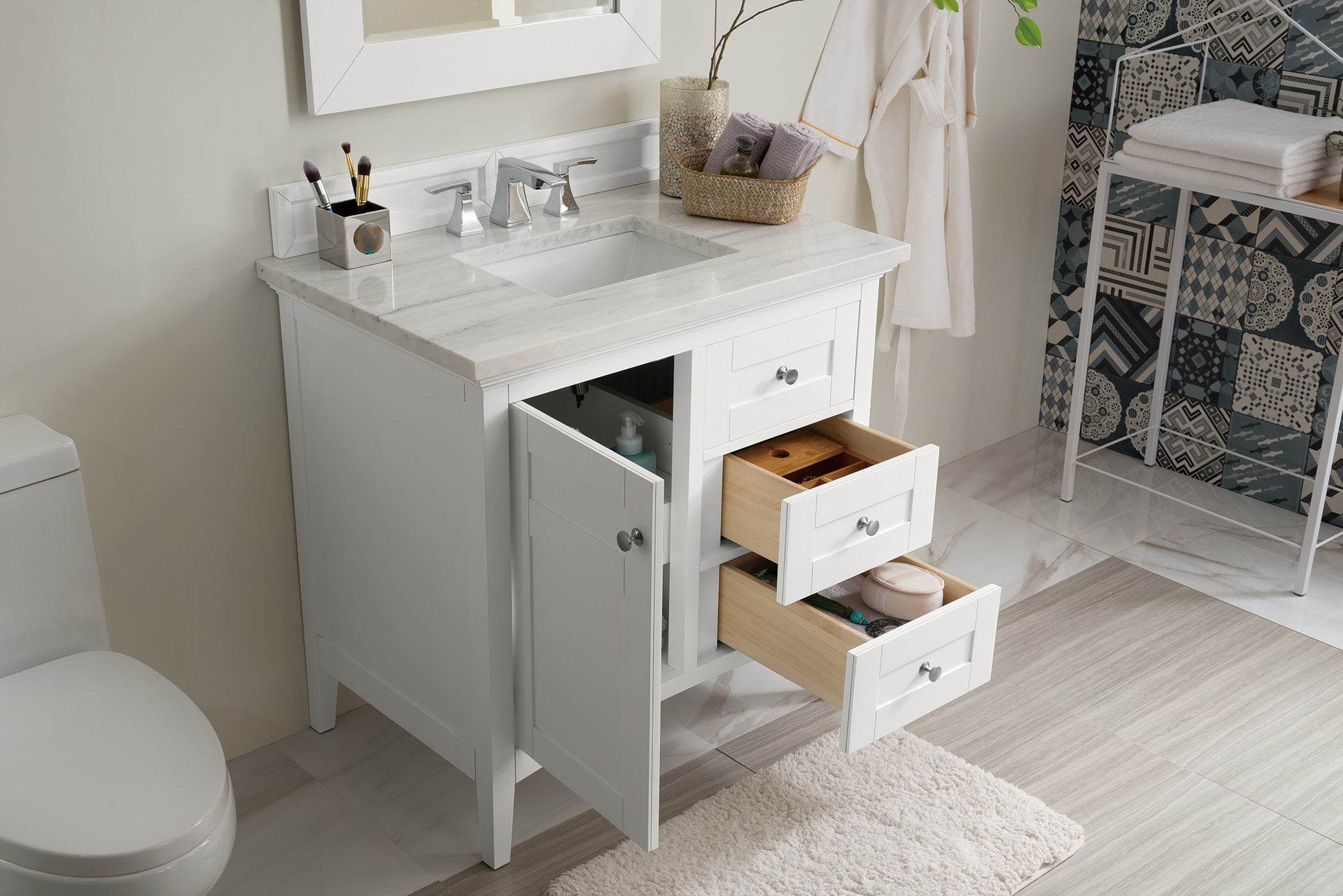 James Martin Palisades 36" Single Vanity in Bright White with 3cm Countertop