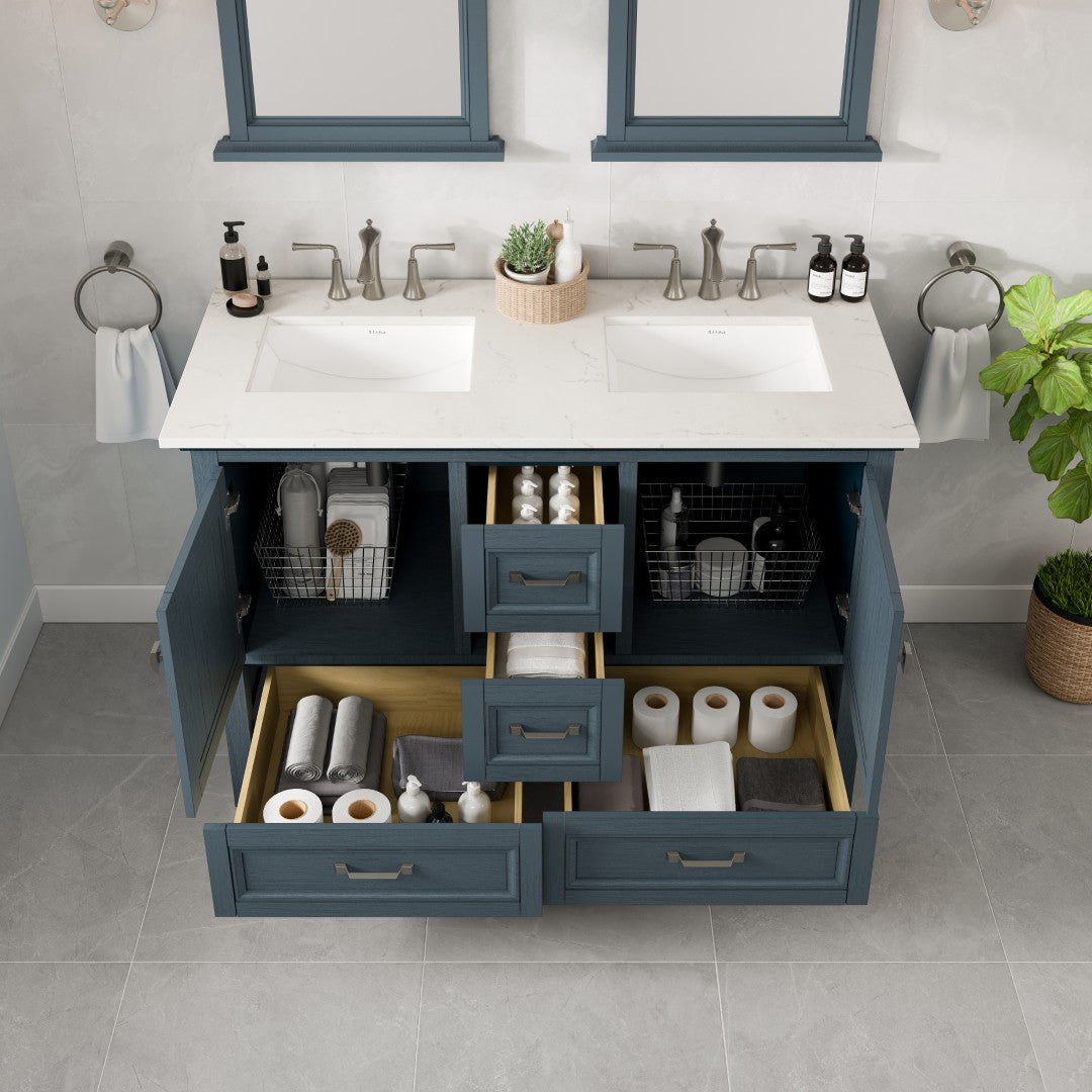 Eviva Britney Bath Vanity with Carrara Quartz Top and Undermount Porcelain Sink (24"-72")