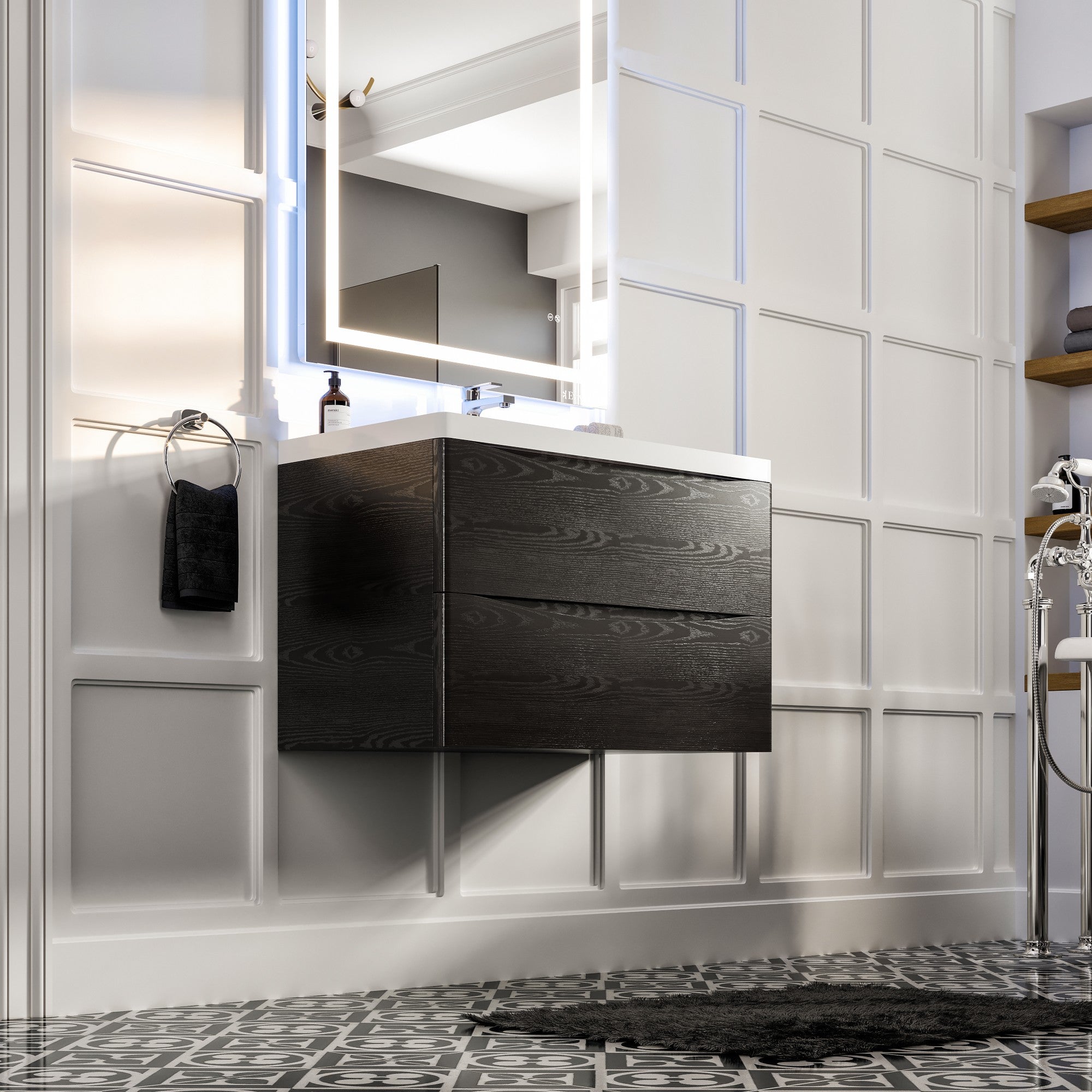 Eviva Smile Bath Vanity with Acrylic Top and Integrated Sink (24"-48")