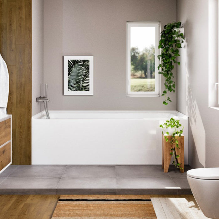 Eviva Swiss 54" Glossy White Acrylic Alcove Bathtub