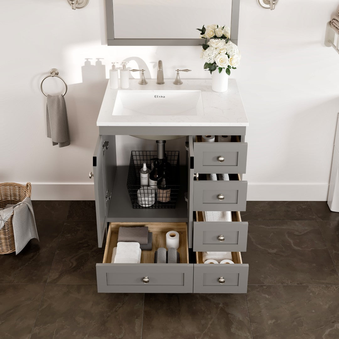 Eviva Acclaim Bath Vanity with Counter Top and Undermount Porcelain Sink (24"-30")