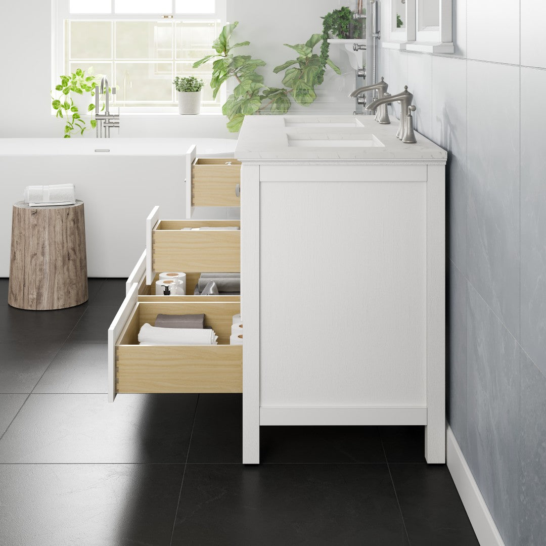 Eviva Britney Bath Vanity with Carrara Quartz Top and Undermount Porcelain Sink (24"-72")