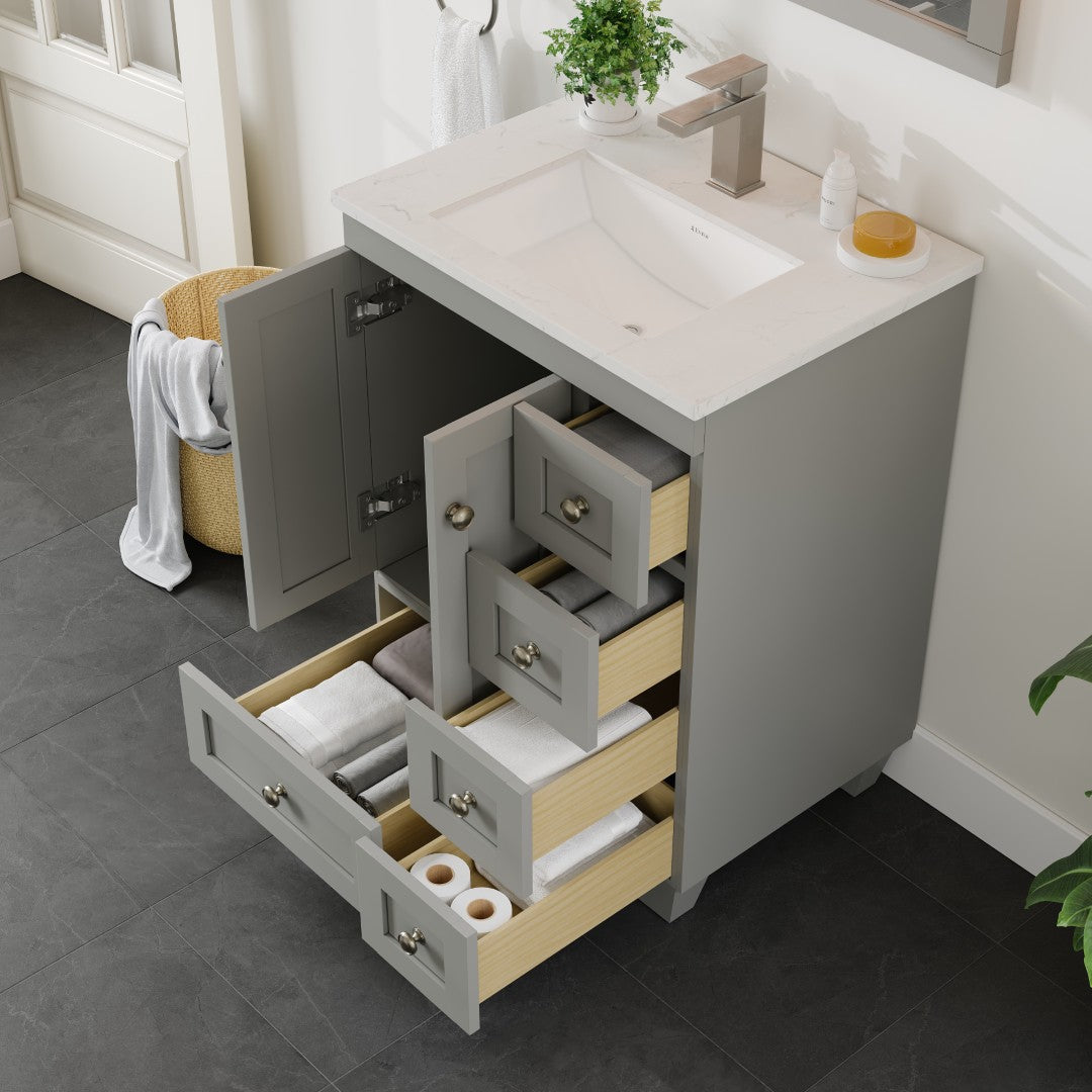 Eviva Acclaim Bath Vanity with Counter Top and Undermount Porcelain Sink (24"-30")