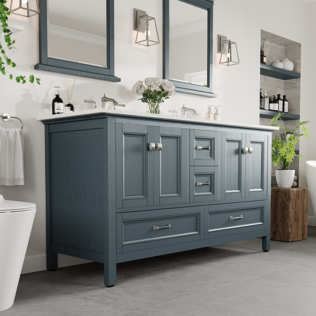 Eviva Britney Bath Vanity with Carrara Quartz Top and Undermount Porcelain Sink (24"-72")