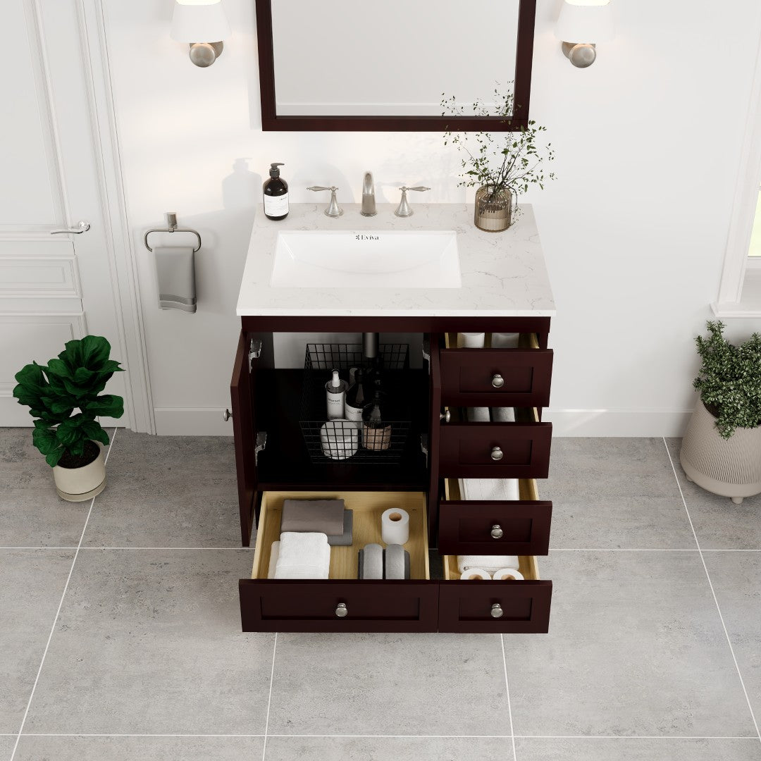 Eviva Acclaim Bath Vanity with Counter Top and Undermount Porcelain Sink (24"-30")