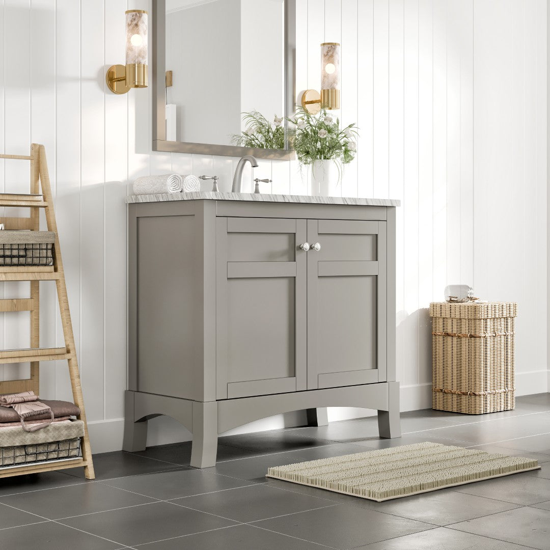 Eviva New York Bath Vanity with Carrara Marble Top and Undermount Porcelain Sink (24"-36")