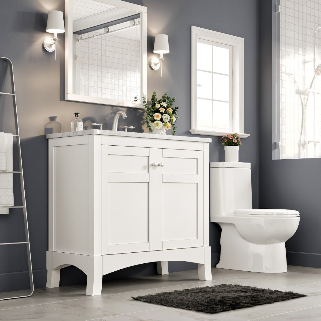 Eviva New York Bath Vanity with Carrara Marble Top and Undermount Porcelain Sink (24"-36")