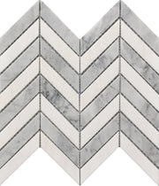 Roca Rockart – White & Gray Chevron (11"x12" Marble Mosaic)