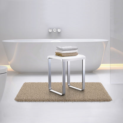 LIVING - Shower Chair, Chrome Aluminium/Seat in White polypropylene