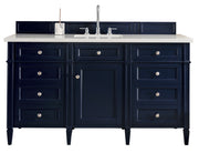 James Martin Brittany 60" Single Vanity in Victory Bleu with 3cm Countertop and FreePower Wireless Charger
