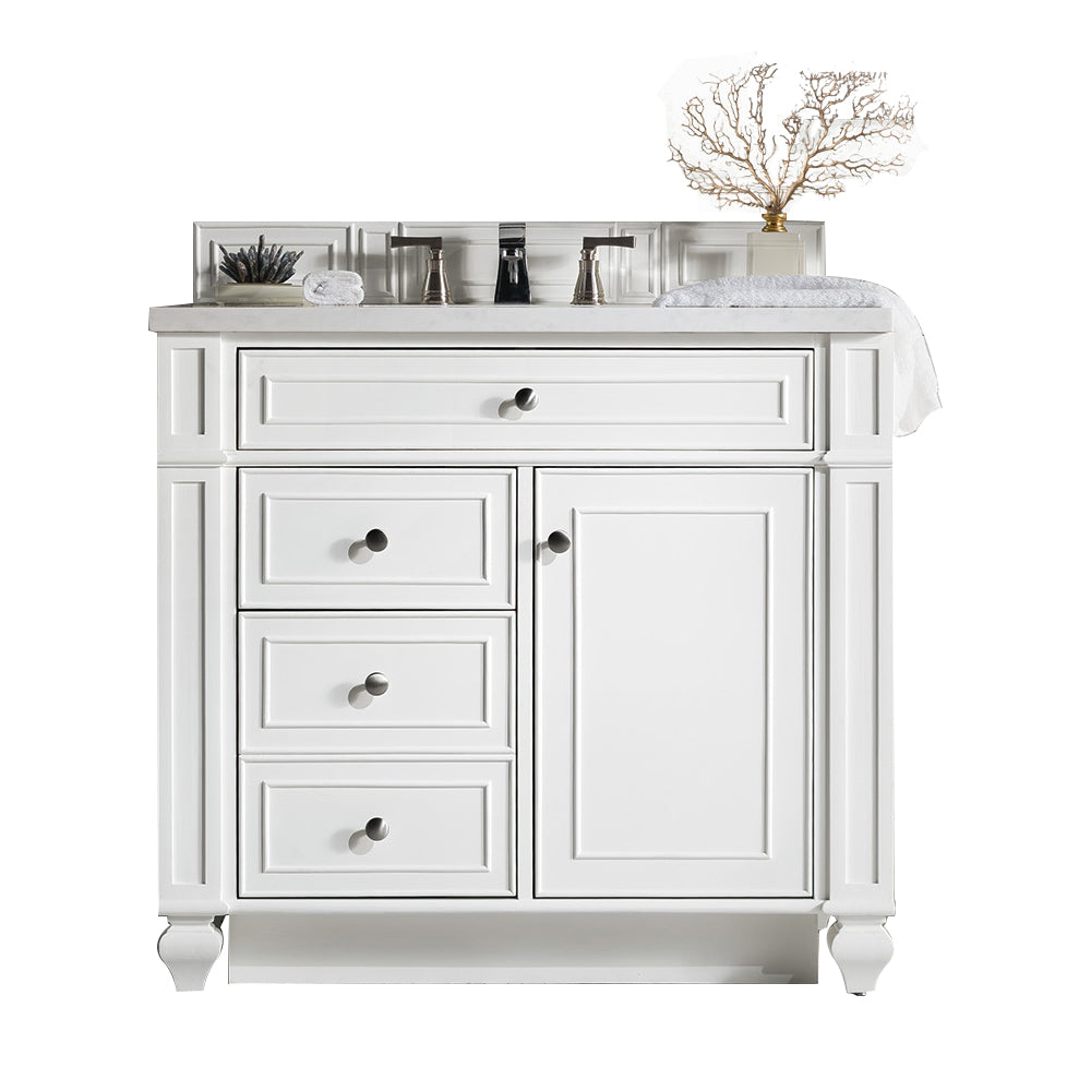 James Martin Bristol 36" Single Vanity in Bright White with 3cm Countertop