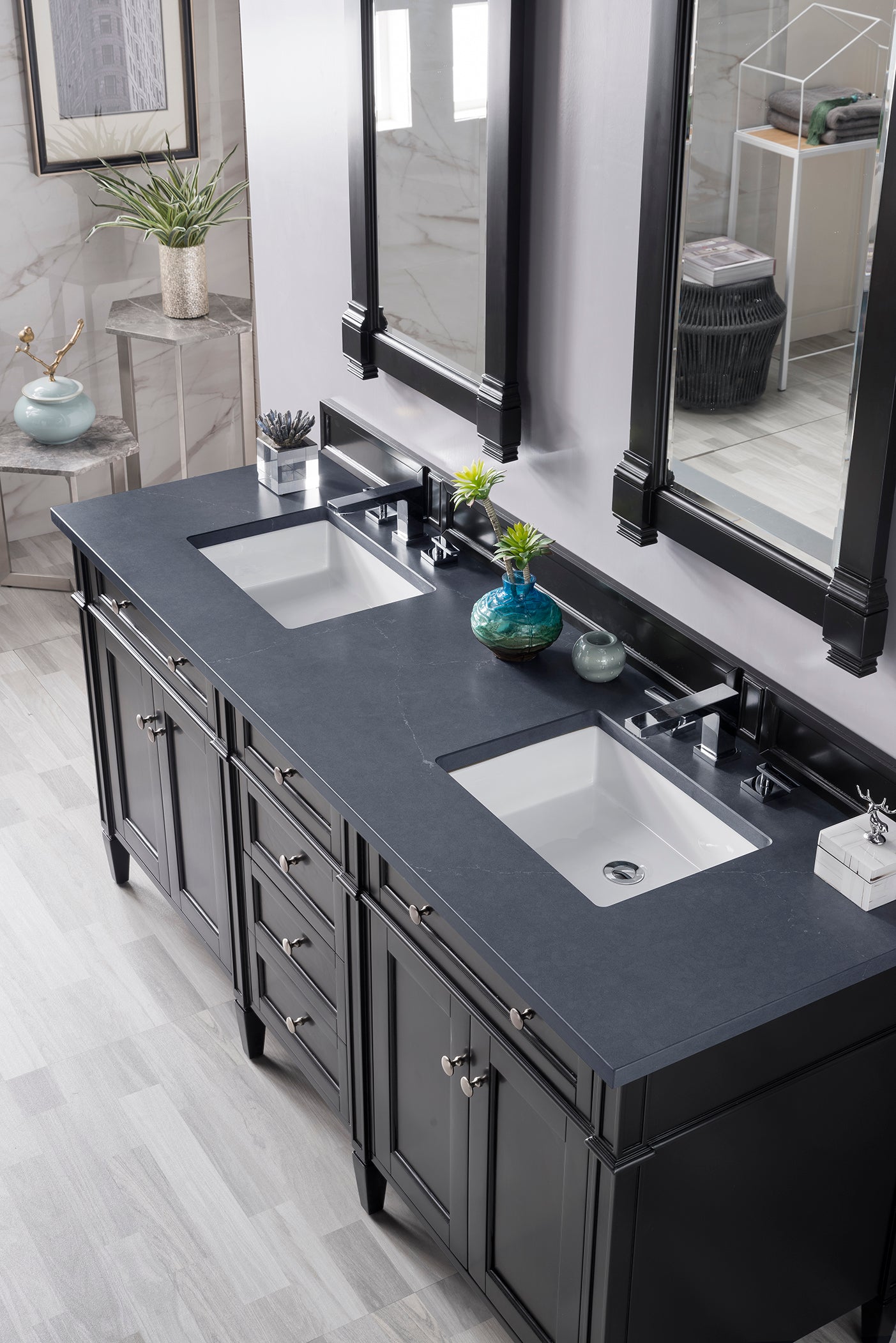 James Martin Brittany 72" Double Vanity in Black Onyx with 3cm Countertop