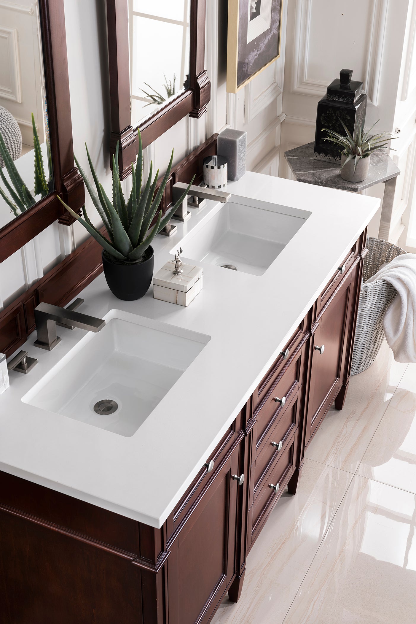 James Martin Brittany 60" Double Vanity in Burnished Mahogany with 3cm Countertop