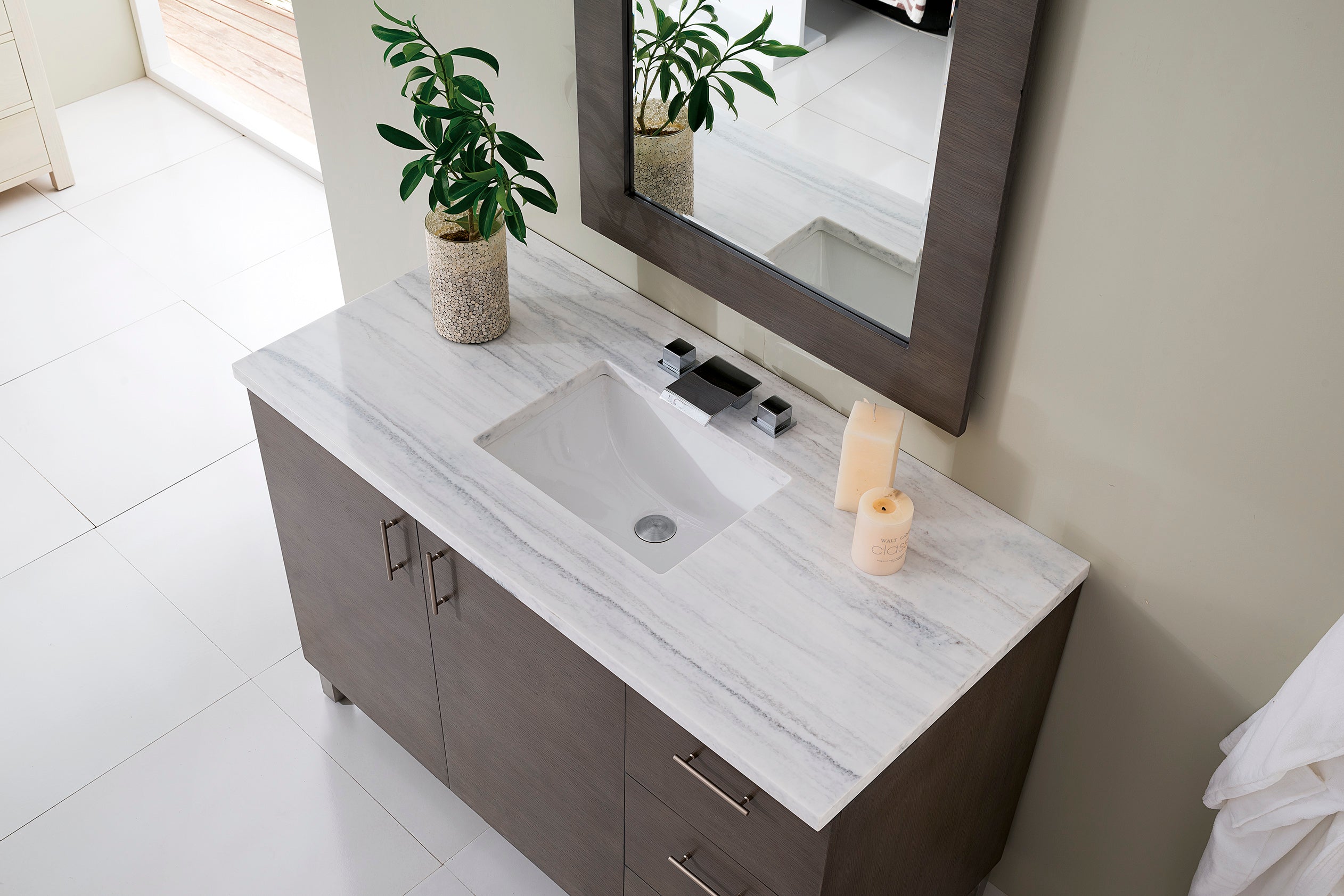 James Martin Metropolitan 48" Single Vanity in Silver Oak with 3cm Countertop