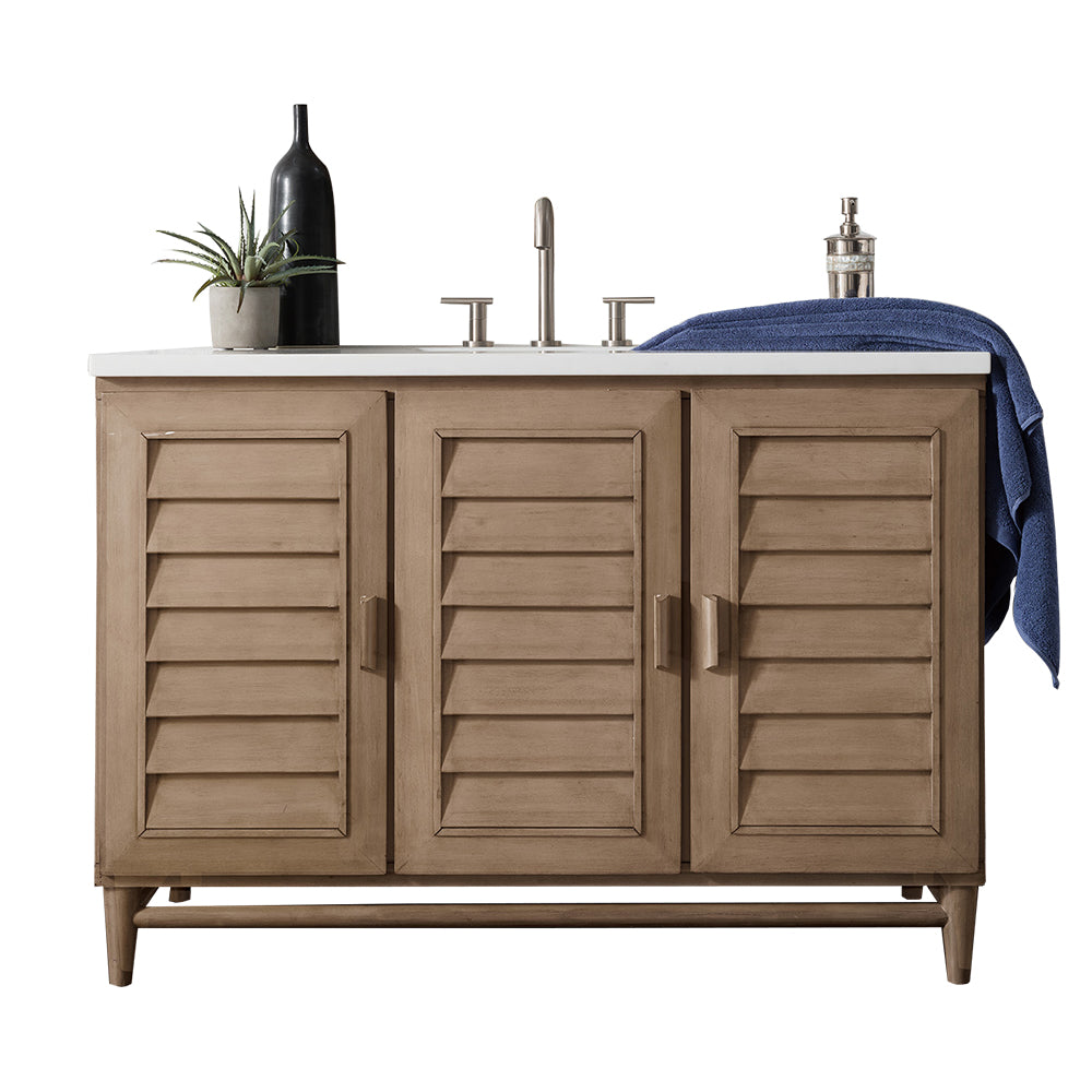 James Martin Portland 48" Single Vanity in Whitewashed Walnut with 3cm Countertop