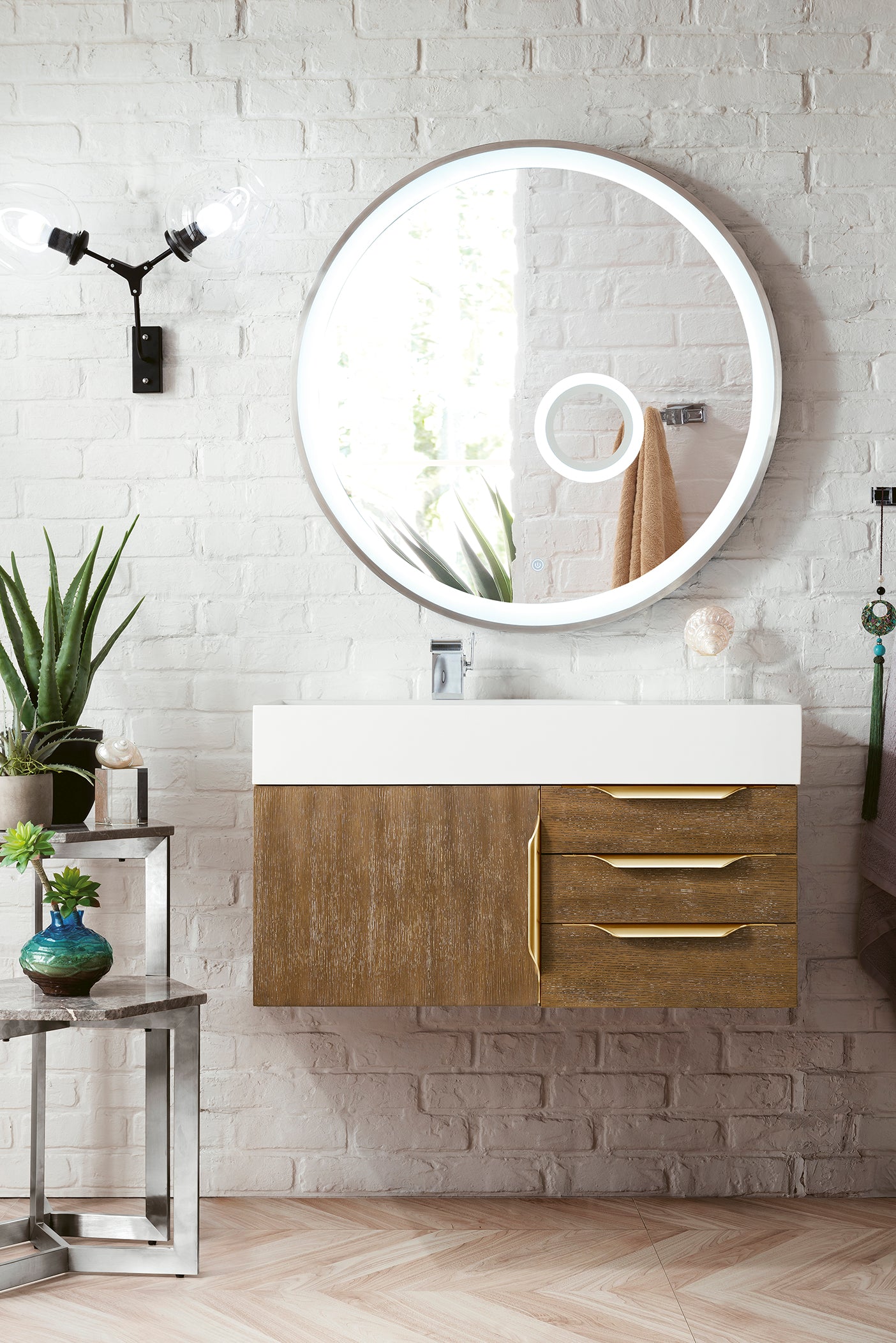 James Martin Columbia 36" Wall Mounted Single Vanity with Mineral Composite Stone Countertop
