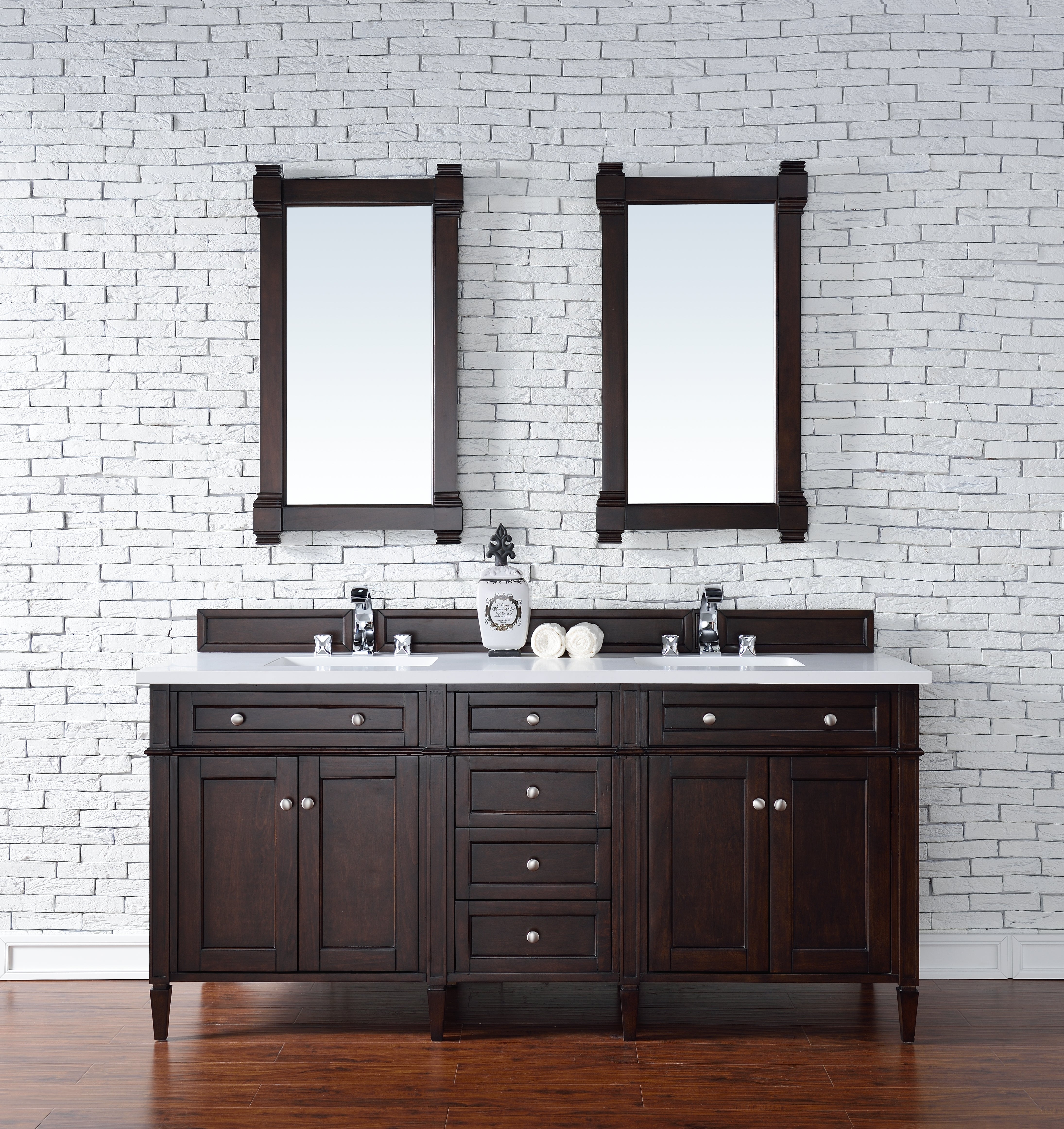 James Martin Brittany 72" Double Vanity in Burnished Mahogany with 3cm Countertop