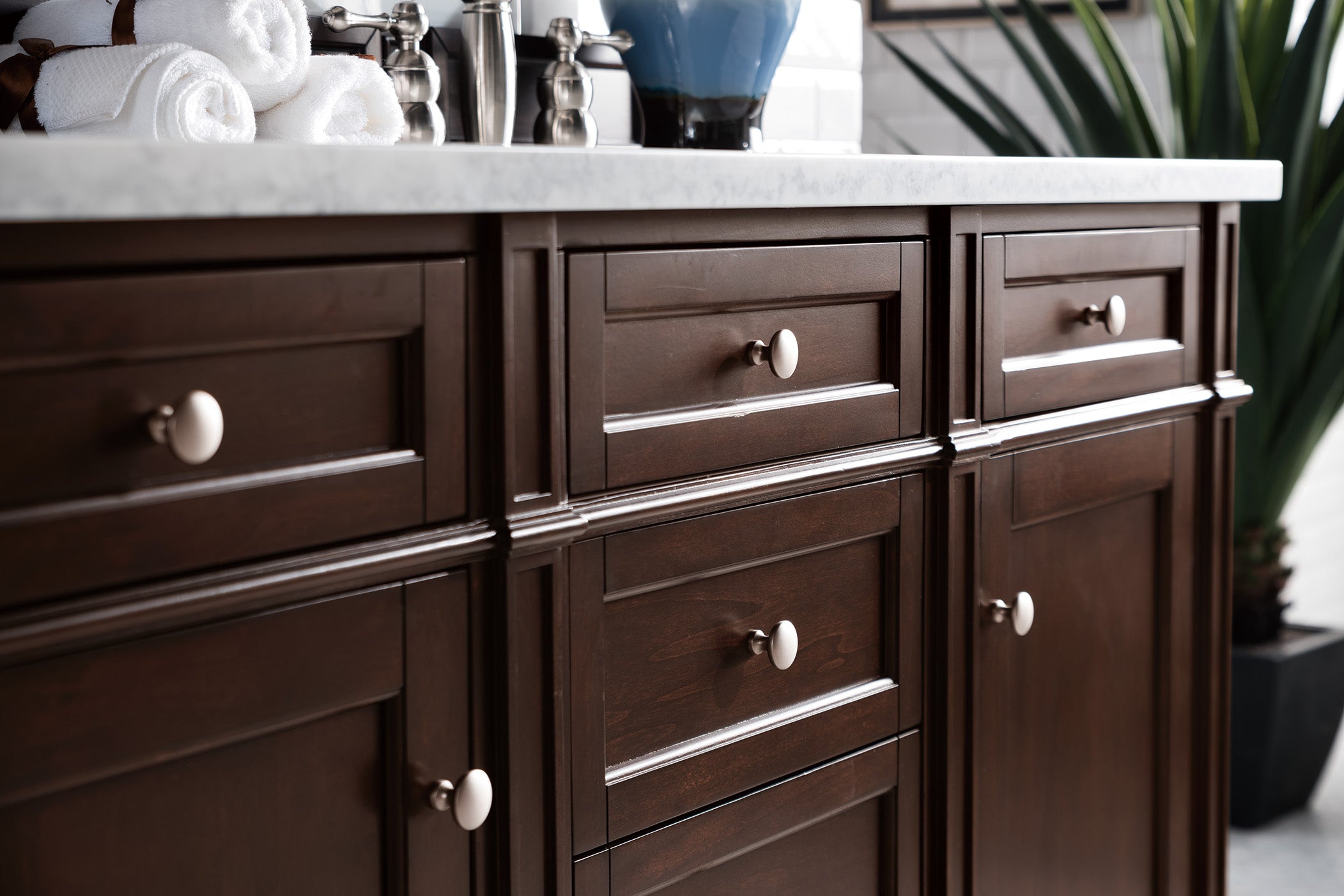 James Martin Brittany 60" Double Vanity in Burnished Mahogany with 3cm Countertop